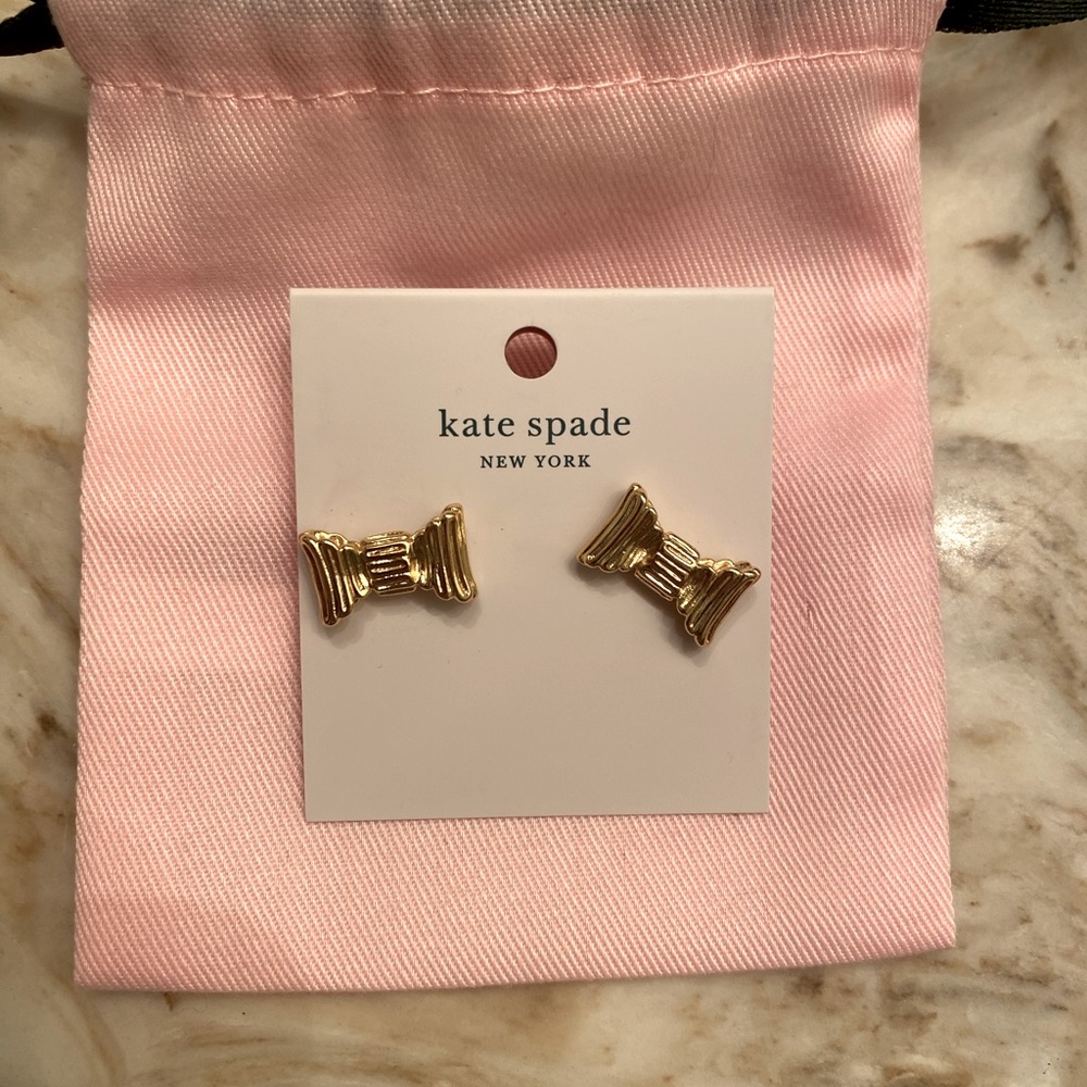 Kate Spade All Wrapped Up Golden Bow Earrings